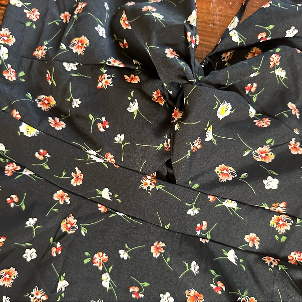 Chic Black Floral Mini Dress - Picture 2 of 6